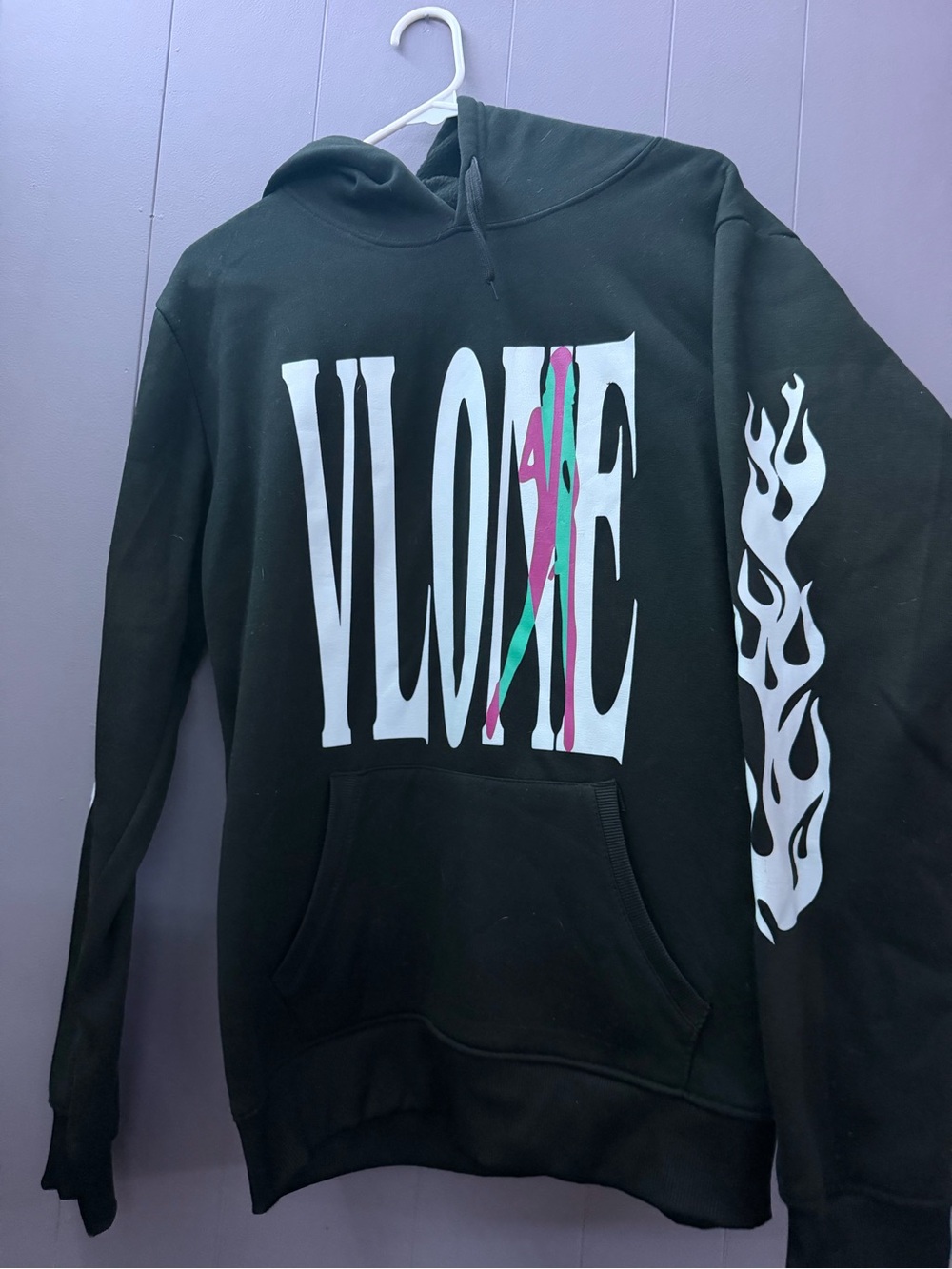 VLONE Black Hoodie with White and accents of pink and green size large